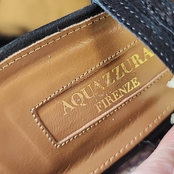 AQUAZZURA Black Suede Cut-out Wedge w/Heel Tie, Size 39 - Picture 8 of 8